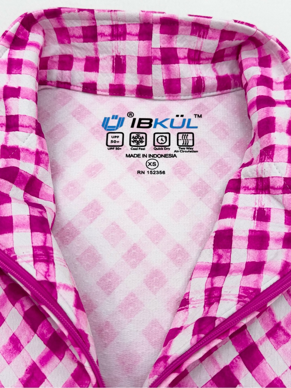 IBKUL Women's XS Gingham Check Print Sleeveless Zip Mock Dress Pink - Picture 5 of 7